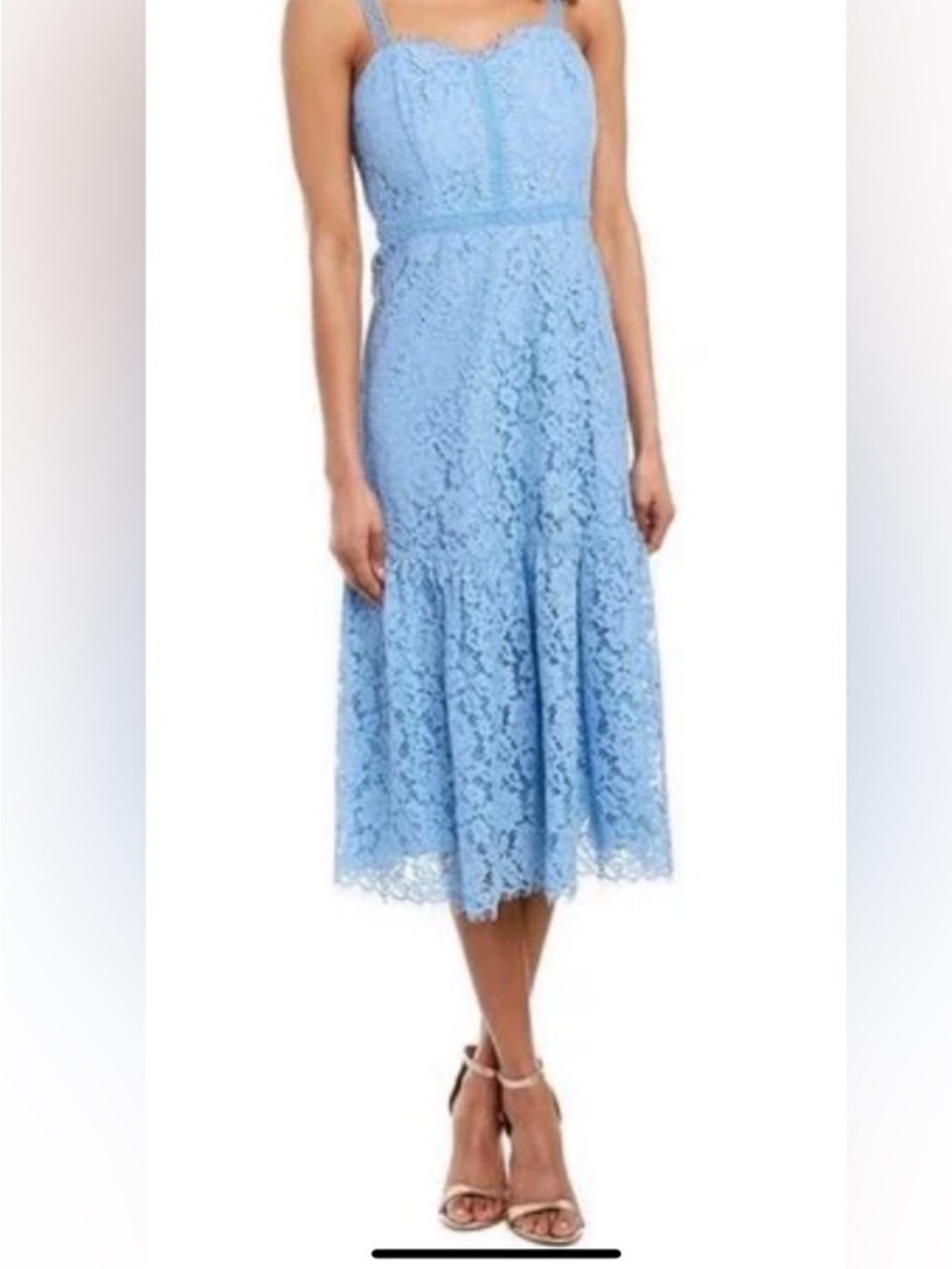 Shoshanna Powder Blue Lace Midi Dress 10